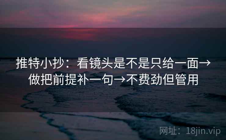 推特小抄：看镜头是不是只给一面→做把前提补一句→不费劲但管用